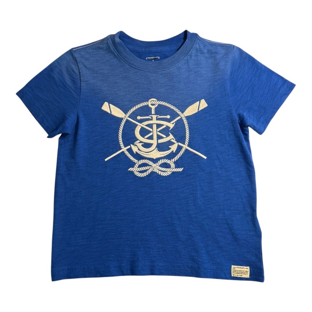 Crewcuts Kids Blue Anchor Nautical Graphic Tee‎ Shirt Size XS 4-5
